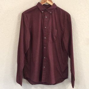 Old Navy Mens Sz Large Burgundy Slim Fit Button Up Dress Shirt